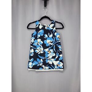 Milly Minis Dress Girls 8 Navy Blue White Floral Sleeveless Lined A Line Shift